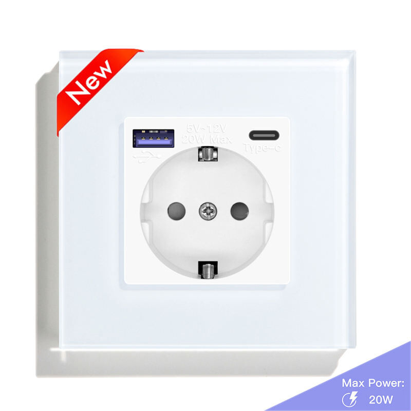 Mvava 20W Type C EU Wall Socket with USB Ports Smart Electrical Socket