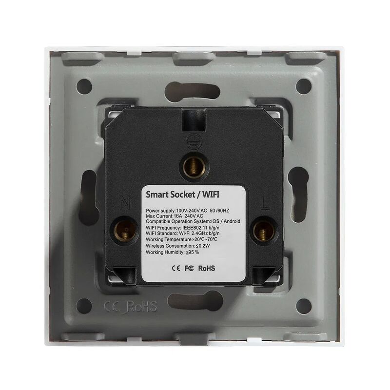 Smart WiFi Socket with Tempered Glass Panel and Fire Proof PC for 110 ~ 250V WiFi Wall Socket