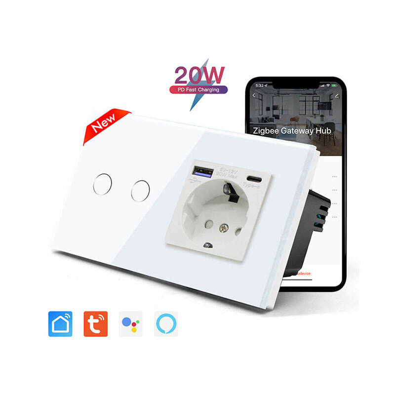 Zigbee Smart Wall Socket with 16A Max Current and USB Type C for Home Electrical Use