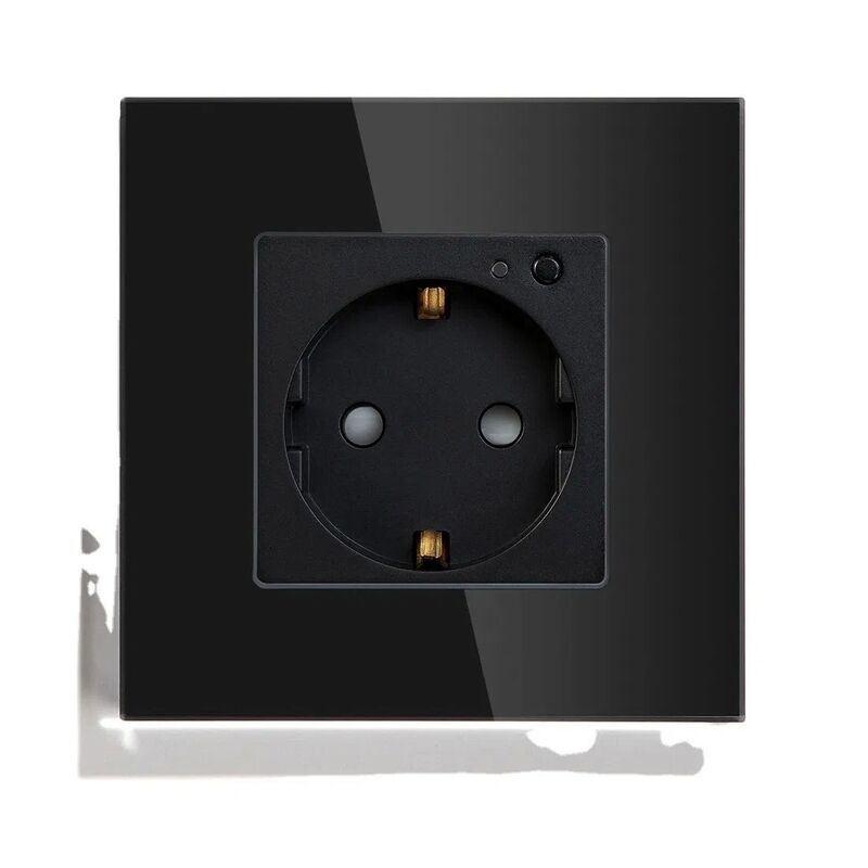 16A Max Current Smart WiFi Socket with Tempered Glass Panel for 110~250V Home Automation
