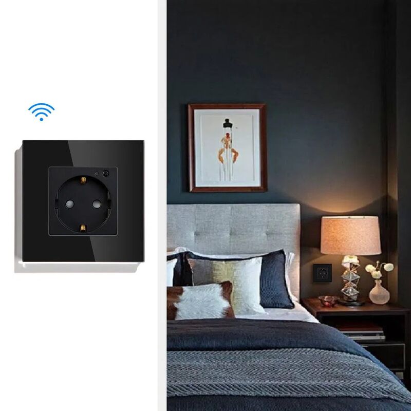 European Smart WiFi Wall Socket with Tuya Technology, 16A Rated Current, Wi-Fi 2.4GHz
