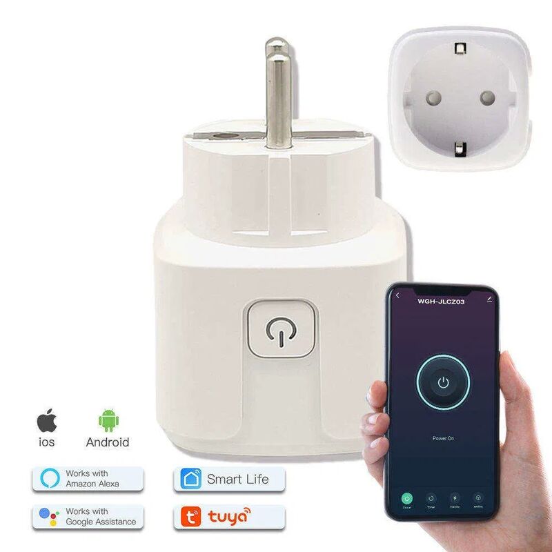 16A Rated Current Smart Socket with Tuya Smart Solution and WiFi 2.4GHz for Home Automation