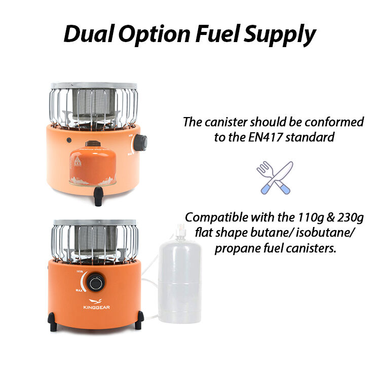 Kinggear 2000W Portable Stainless Steel Camping Stove and Gas Heater for Outdoor Cooking