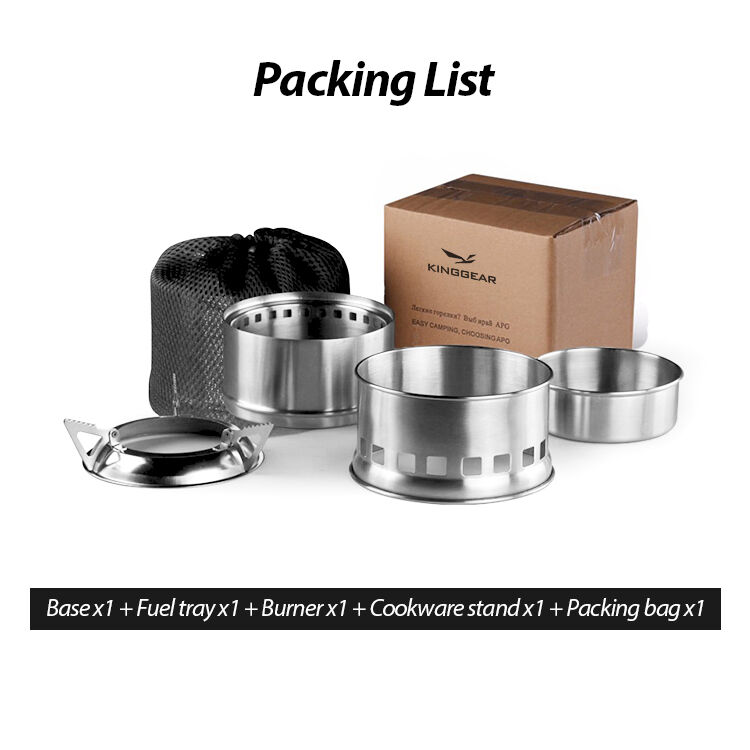 Kinggear Stainless Steel Camping Wood Stove with Piezoelectric Ignition and 360g Lightweight Design for Backpacking