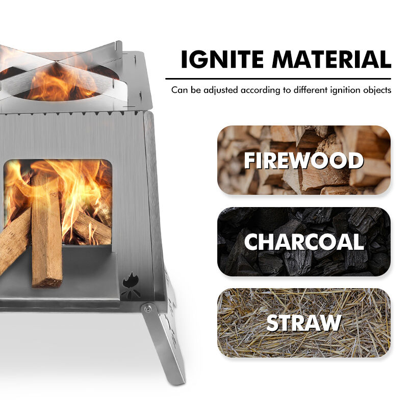 Stainless Steel Foldable Camping Wood Stove - Multi-Fuel Portable Stove for Outdoor Cooking