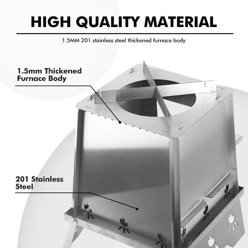 Stainless Steel Foldable Camping Wood Stove - Multi-Fuel Portable Stove for Outdoor Cooking