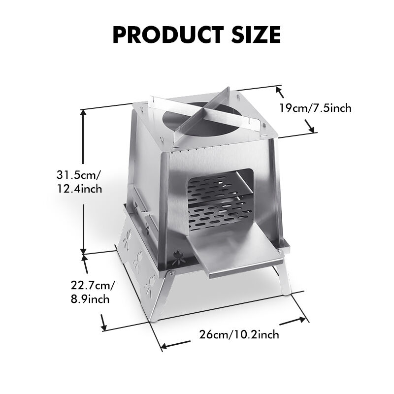 Stainless Steel Foldable Camping Wood Stove - Multi-Fuel Portable Stove for Outdoor Cooking