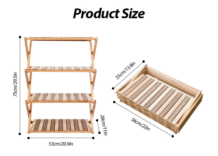 Wholesale Beech Wood Folding Multifunction Storage Rack Camping Stand for Outdoor Use