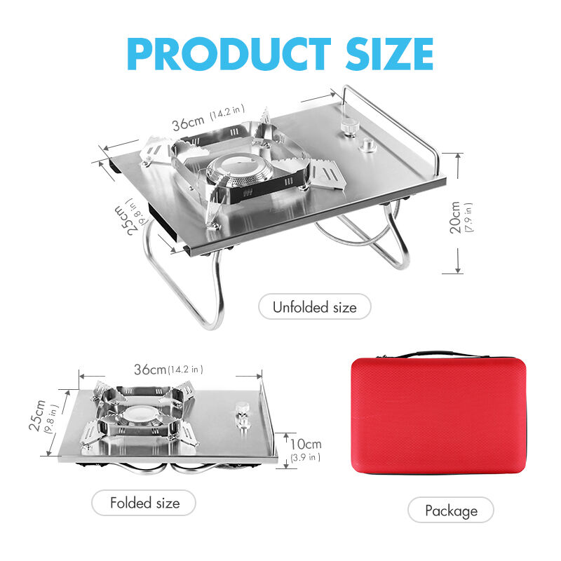 304 Stainless Steel Foldable Portable Gas Stove - 2.2kg Lightweight Camping Stove for Outdoor Cooking