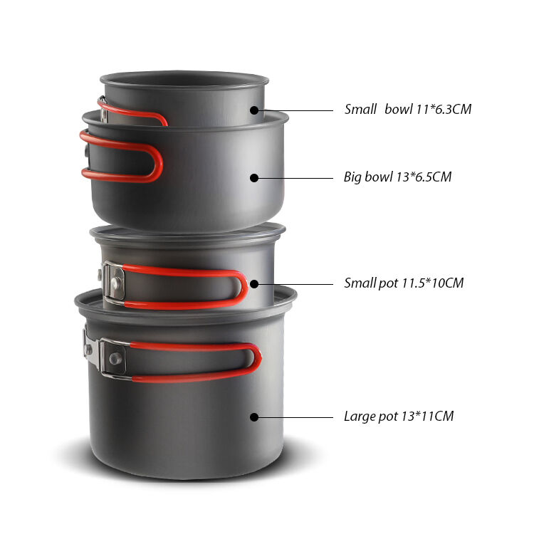 KingGear Non Stick Eco-Friendly Aluminium Alloy Camping Cookware Set for Outdoor Hiking and Travelling
