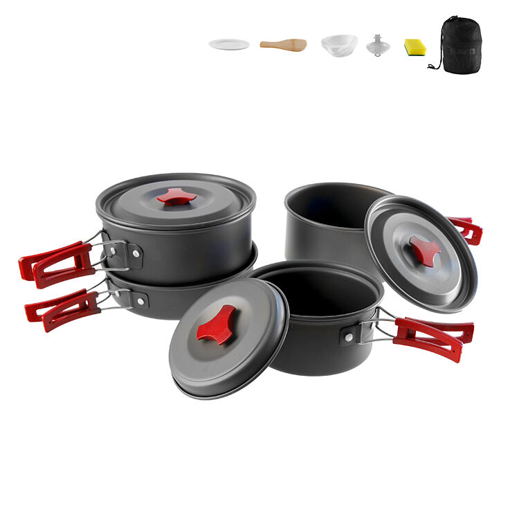Nonstick Aluminium Alloy Camping Cookware Set - Eco-Friendly Mess Kit for Outdoor Cooking