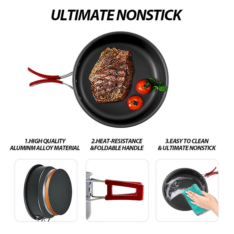Nonstick Aluminium Alloy Camping Cookware Set - Eco-Friendly Mess Kit for Outdoor Cooking