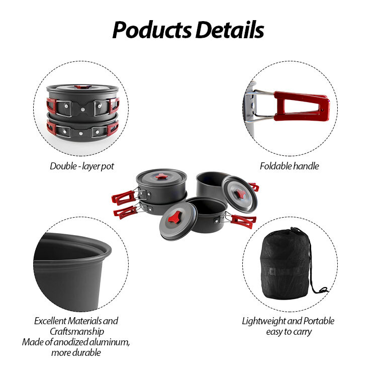 Nonstick Aluminium Alloy Camping Cookware Set - Eco-Friendly Mess Kit for Outdoor Cooking