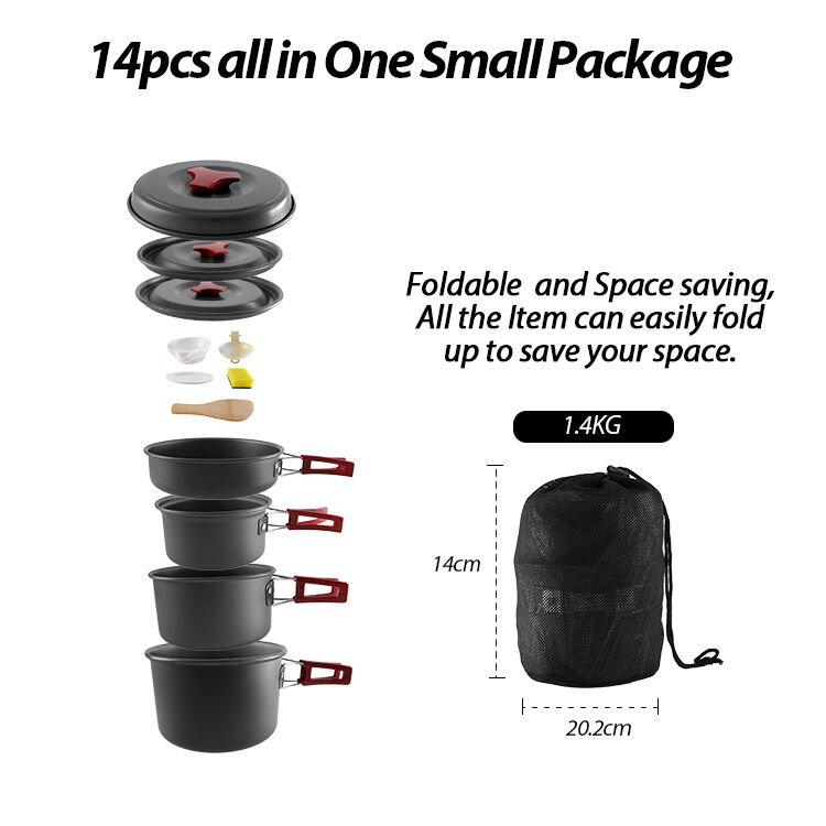 Nonstick Aluminium Alloy Camping Cookware Set - Eco-Friendly Mess Kit for Outdoor Cooking