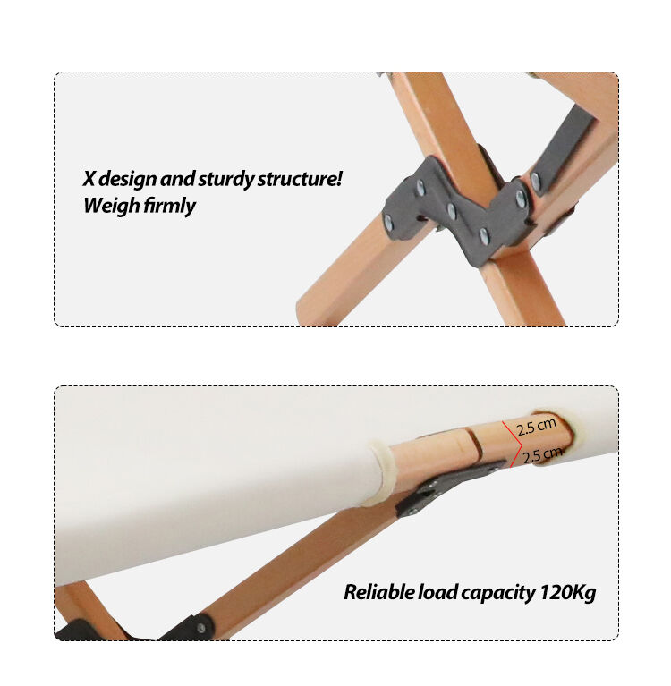 Custom Adjustable Portable Folding Camping Bed with 120KG Load Bearing and Beech Wood Frame for Travel
