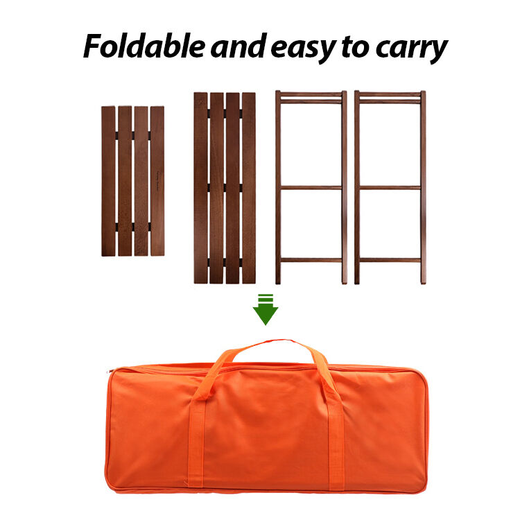Beech Wood Foldable Storage Rack 80*30*78cm Portable Camping Shelf for Outdoor Use