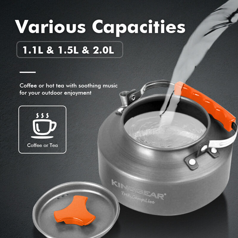 Ultralight Aluminium Alloy Camping Kettle with 1.1L 1.5L 2L Capacity for Outdoor Travel