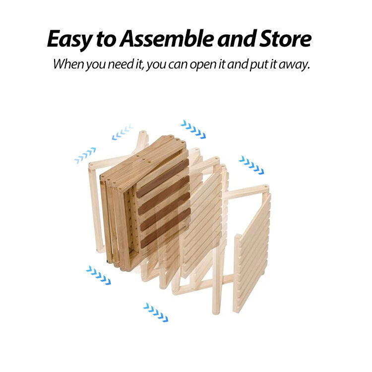 Beech Wood Folding Wooden Rack 75*30*75cm Foldable Camping Storage Shelf for Outdoor Use