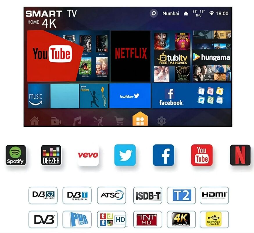 32 Inch Smart LED TV with 4K Ultra HD Resolution and Android 14 OS