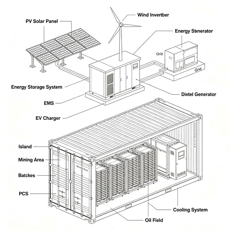 Containerized Energy Storage System with 6000 Cycles (80%Dod), IP65 Protection, and 1MW/2MW Power Configuration