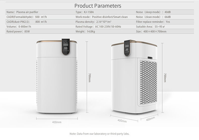 Premium Mobile Plasma Air Purifier with 99.9% Allergen Elimination, >4000000pcs/m³ Anion Density, and 25000 Hours Plasma Lamp Lifespan
