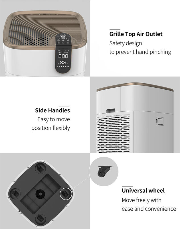 Premium Mobile Plasma Air Purifier with 99.9% Allergen Elimination, >4000000pcs/m³ Anion Density, and 25000 Hours Plasma Lamp Lifespan