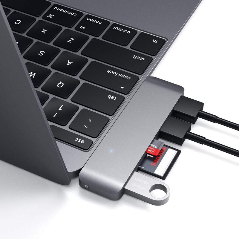 Satechi USB-C Hub with High-Speed Data, Multi-Functional USB 3.0 Combo Hub and Plug-and-Play Connectivity