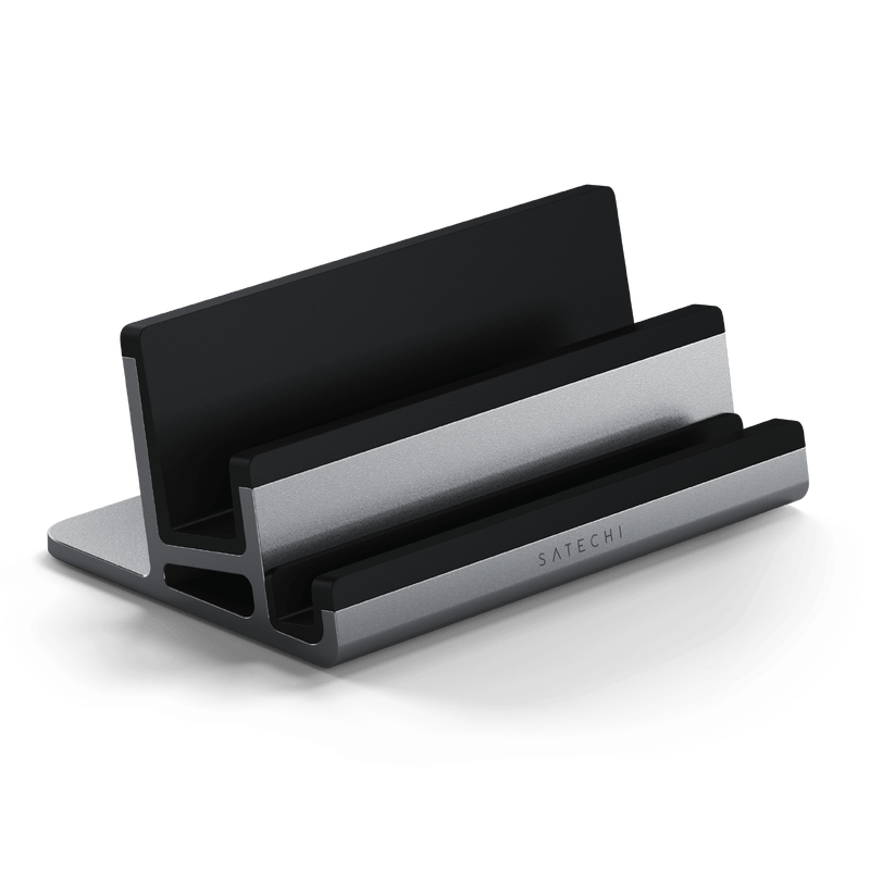 Dual Vertical Laptop Stand with Sturdy Construction for Maximizing Desk Space and Dual-Device Support