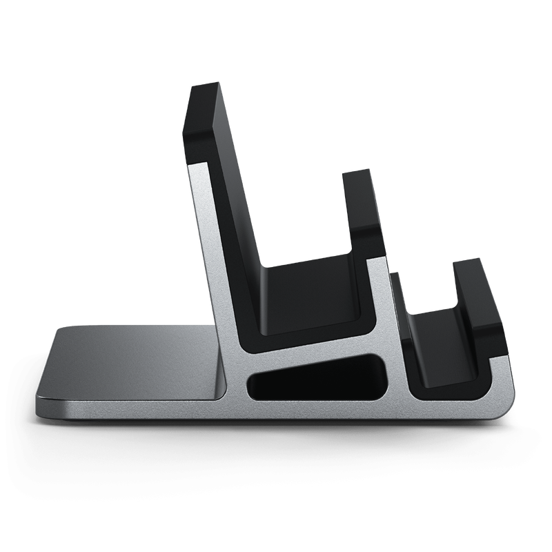 Dual Vertical Laptop Stand with Sturdy Construction for Maximizing Desk Space and Dual-Device Support
